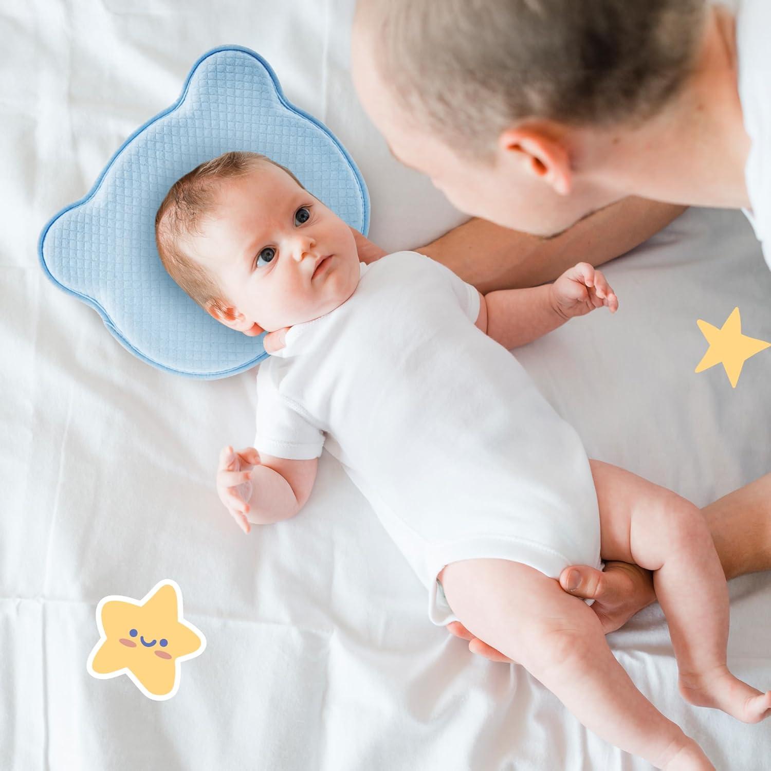 Almohada Suave MarBoost para Bebés con Espuma Viscoelástica Azul