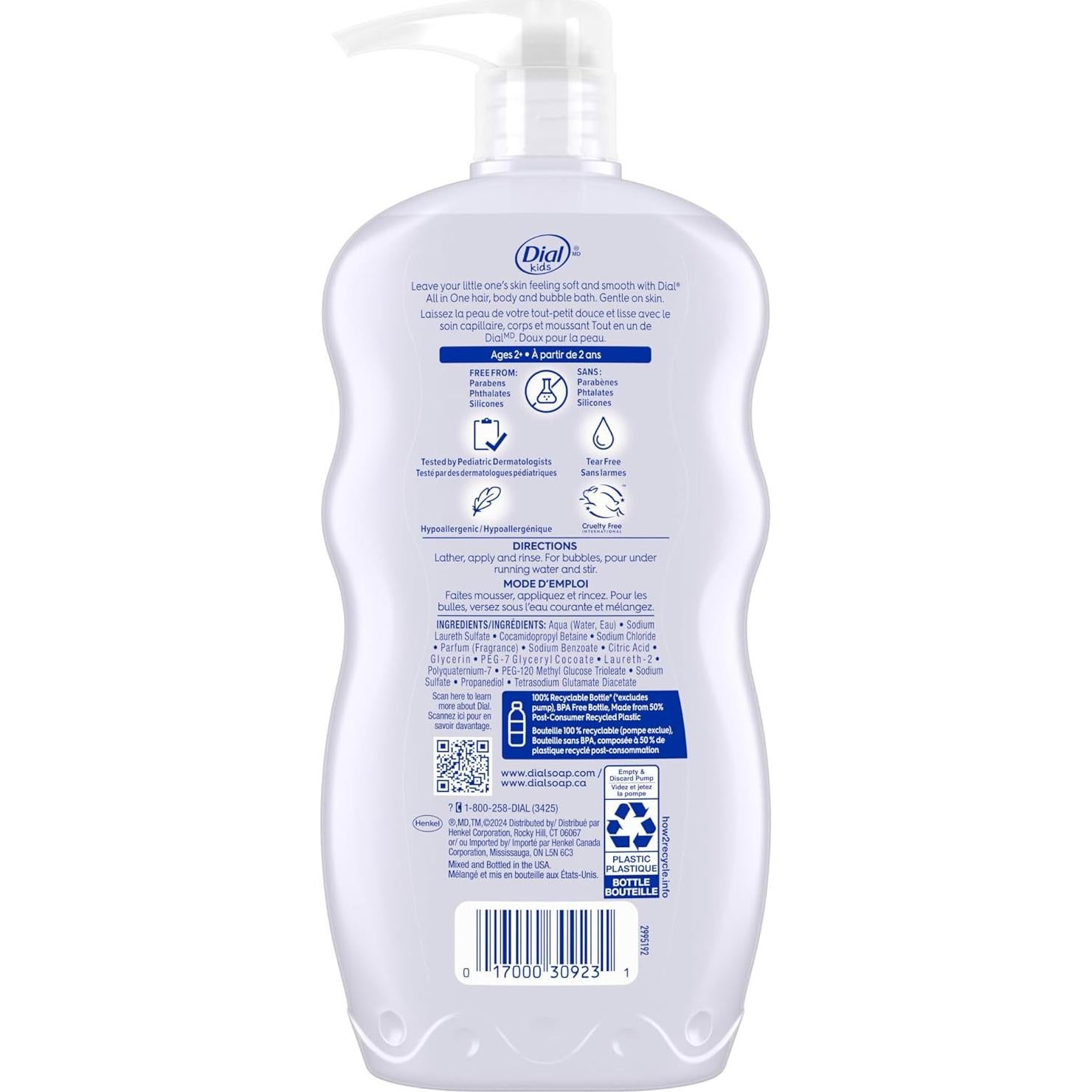 Jabón Dial Niños 3-en-1 Lavanda 710 ml (Paquete de 4)