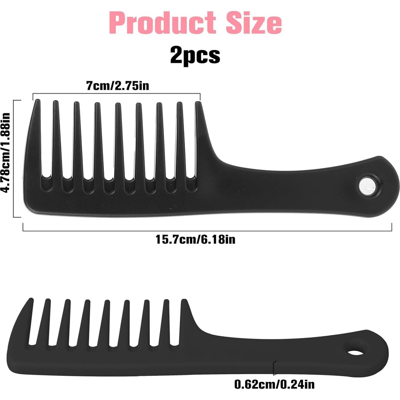 Peine Desenredante de Dientes Anchos MOZEAT 2 Piezas Negro