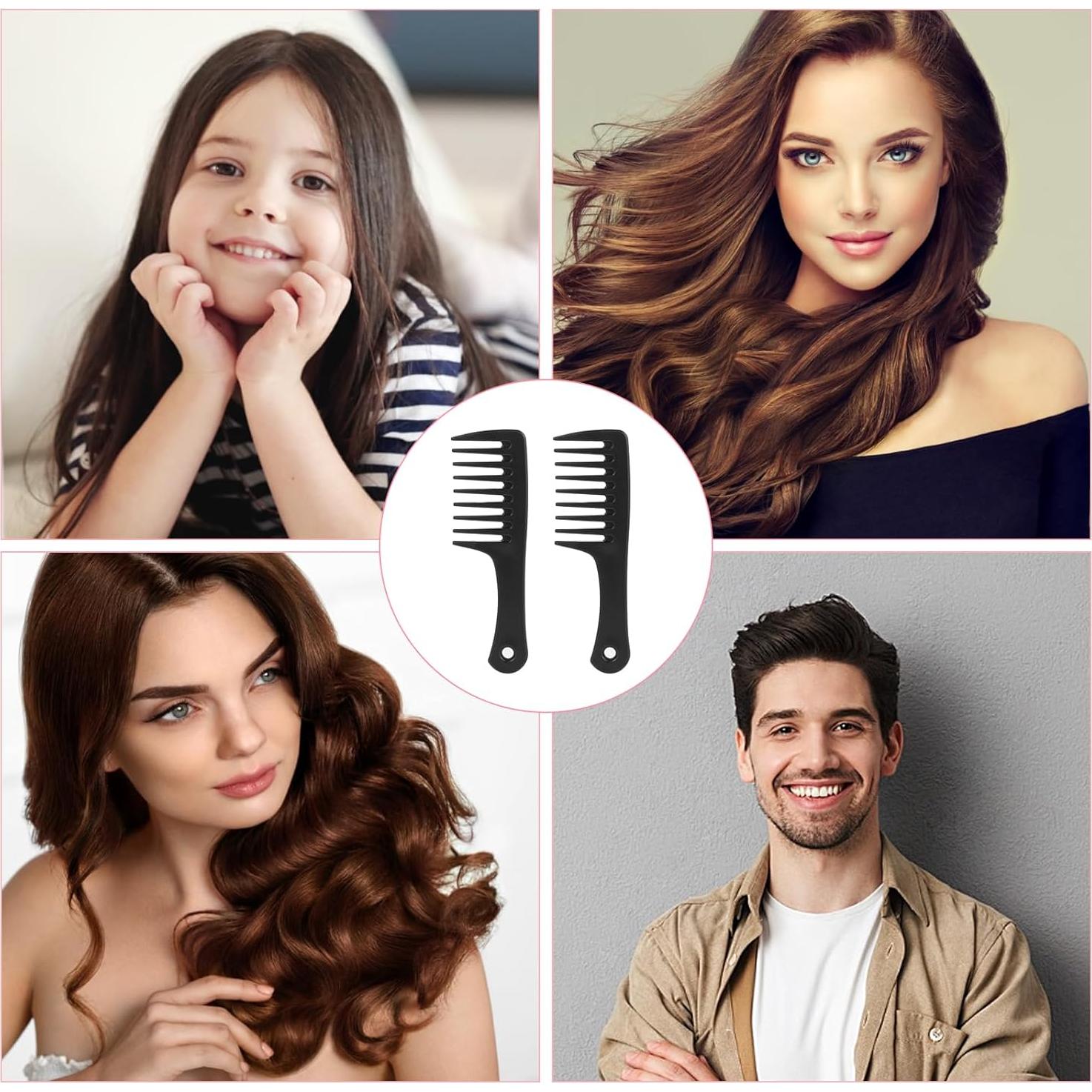Peine Desenredante de Dientes Anchos MOZEAT 2 Piezas Negro