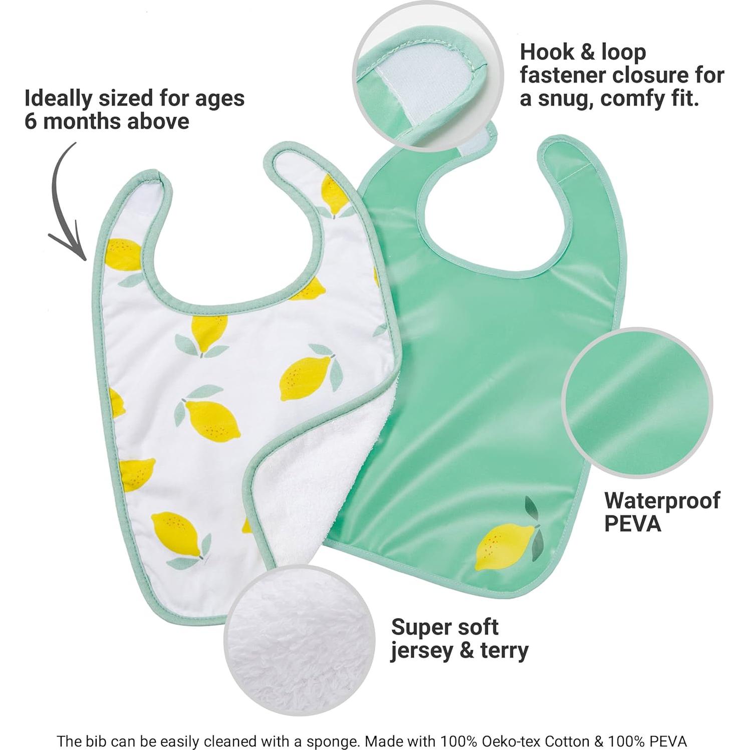 Set de 2 Baberos BabyToLove Rayas Azules Suaves y a Prueba de Agua