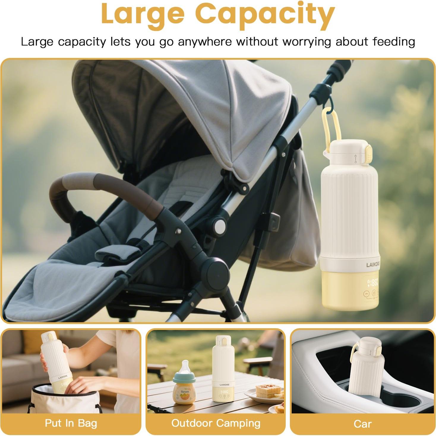 Calentador de Biberones Portátil LAIKORE 500ml Inalámbrico USB