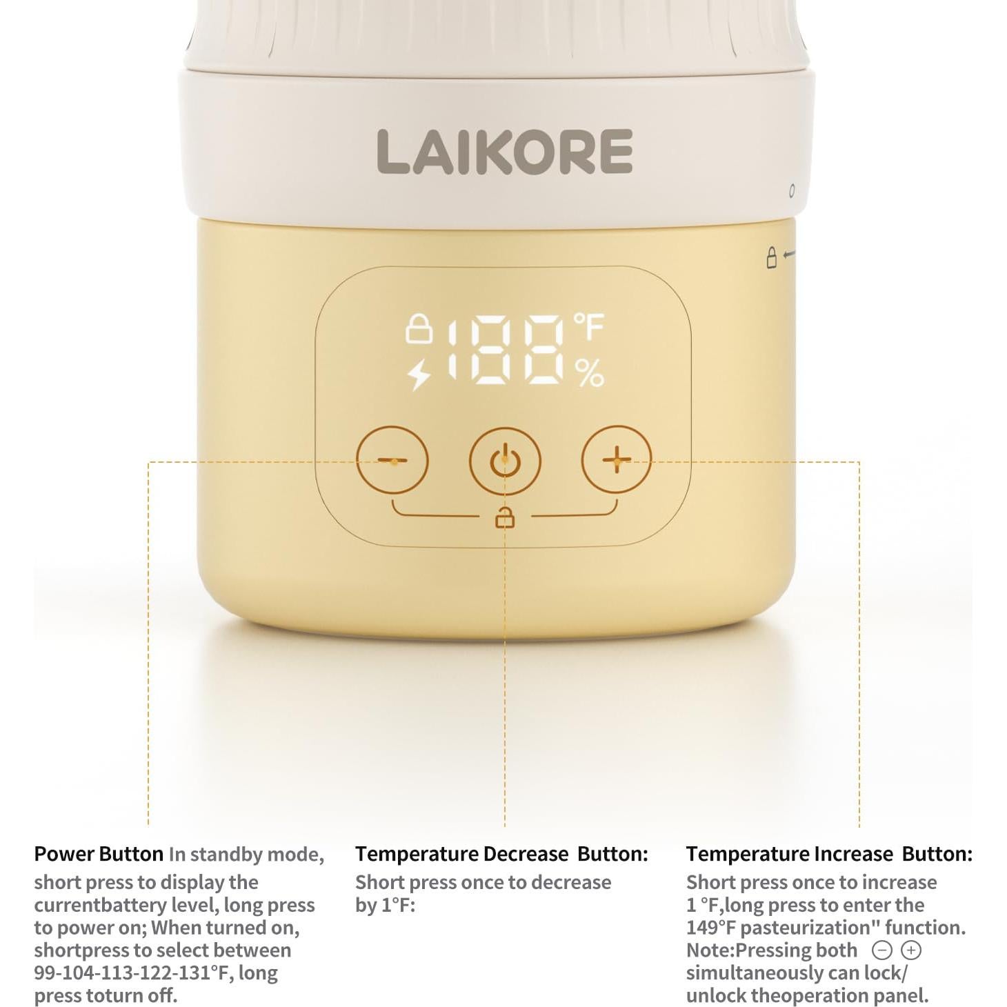 Calentador de Biberones Portátil LAIKORE 500ml Inalámbrico USB