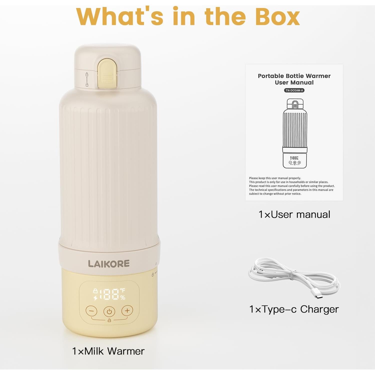 Calentador de Biberones Portátil LAIKORE 500ml Inalámbrico USB