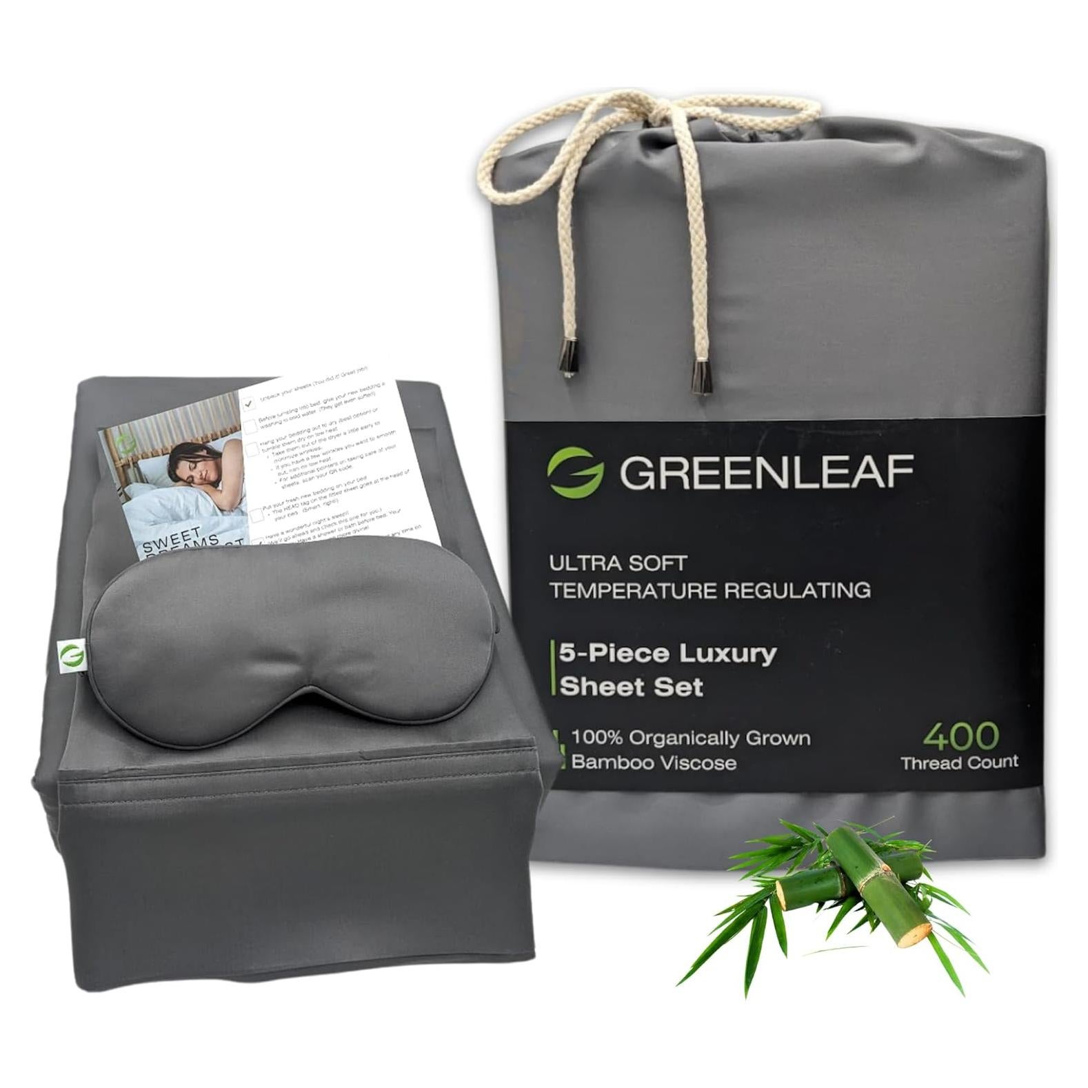 Juego de Sábanas Queen 5 Piezas GREENLEAF Viscosa Bambú Gris