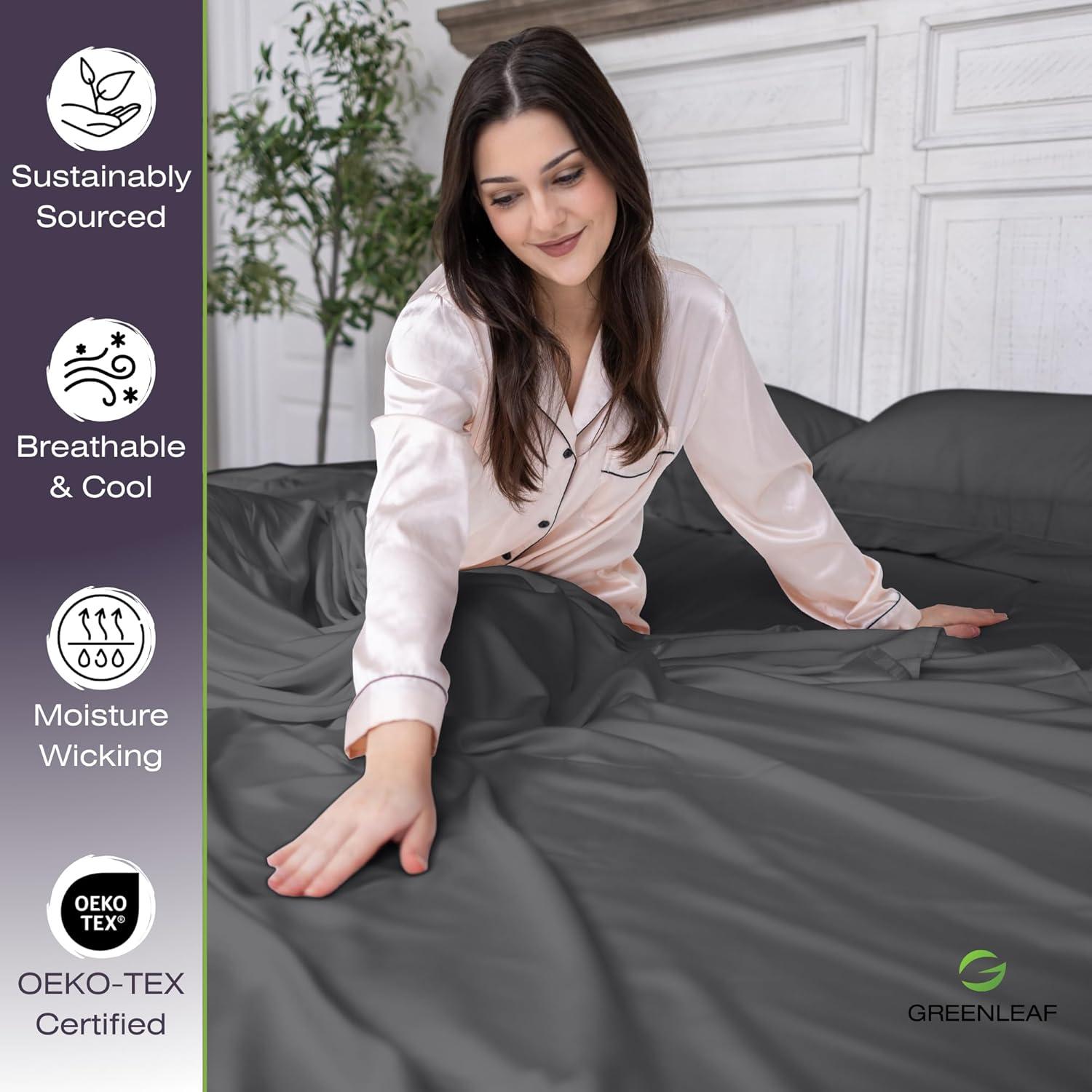 Juego de Sábanas Queen 5 Piezas GREENLEAF Viscosa Bambú Gris