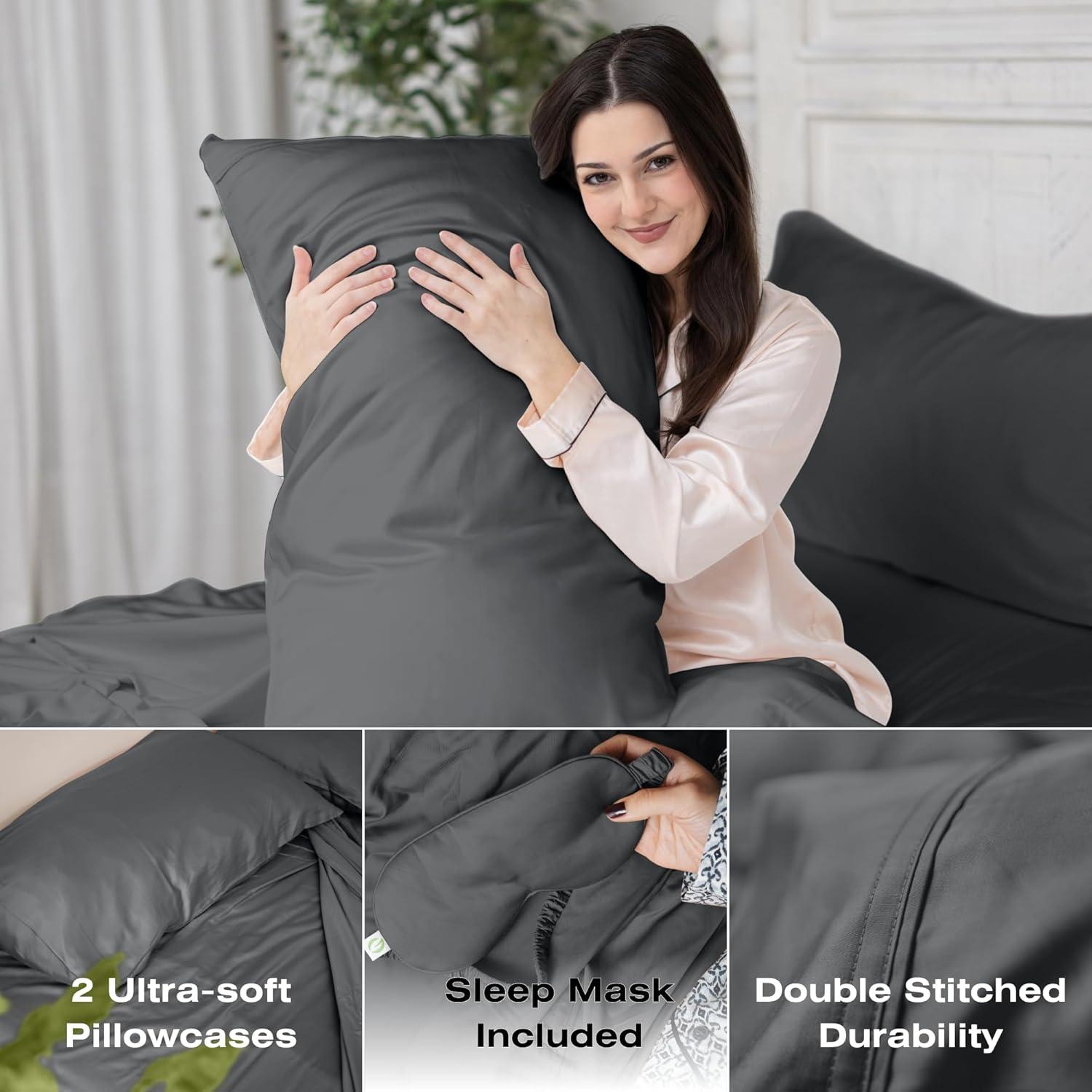 Juego de Sábanas Queen 5 Piezas GREENLEAF Viscosa Bambú Gris