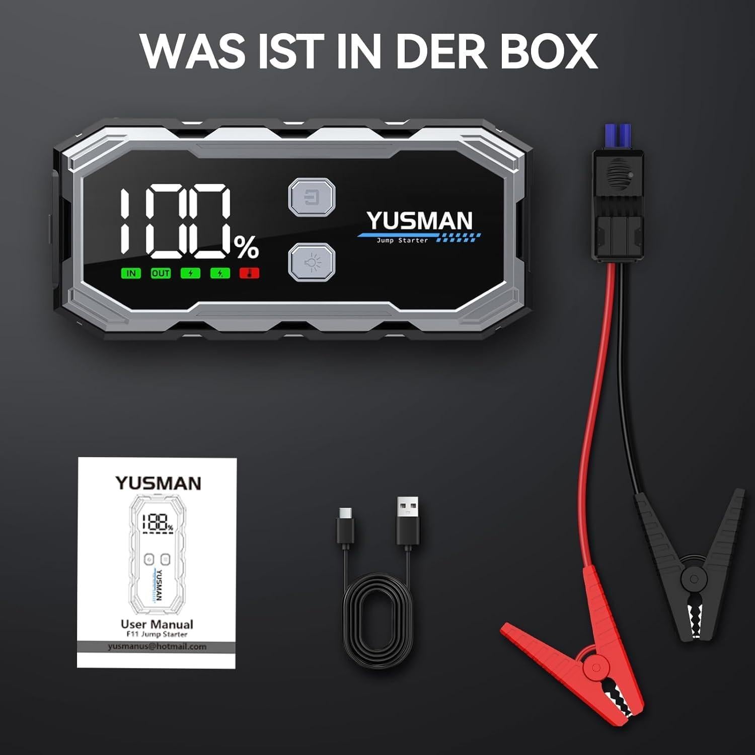 Arrancador de Salto YUSMAN 5000A 12V Portátil con Luz LED