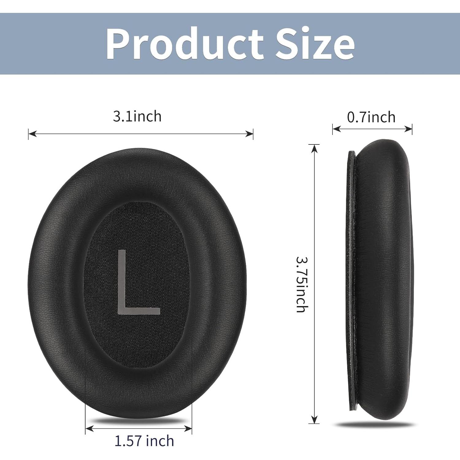 Almohadillas de Repuesto Damex para Auriculares Bose QC 45/45 SE - Espuma de Memoria Engrosada, Color Negro