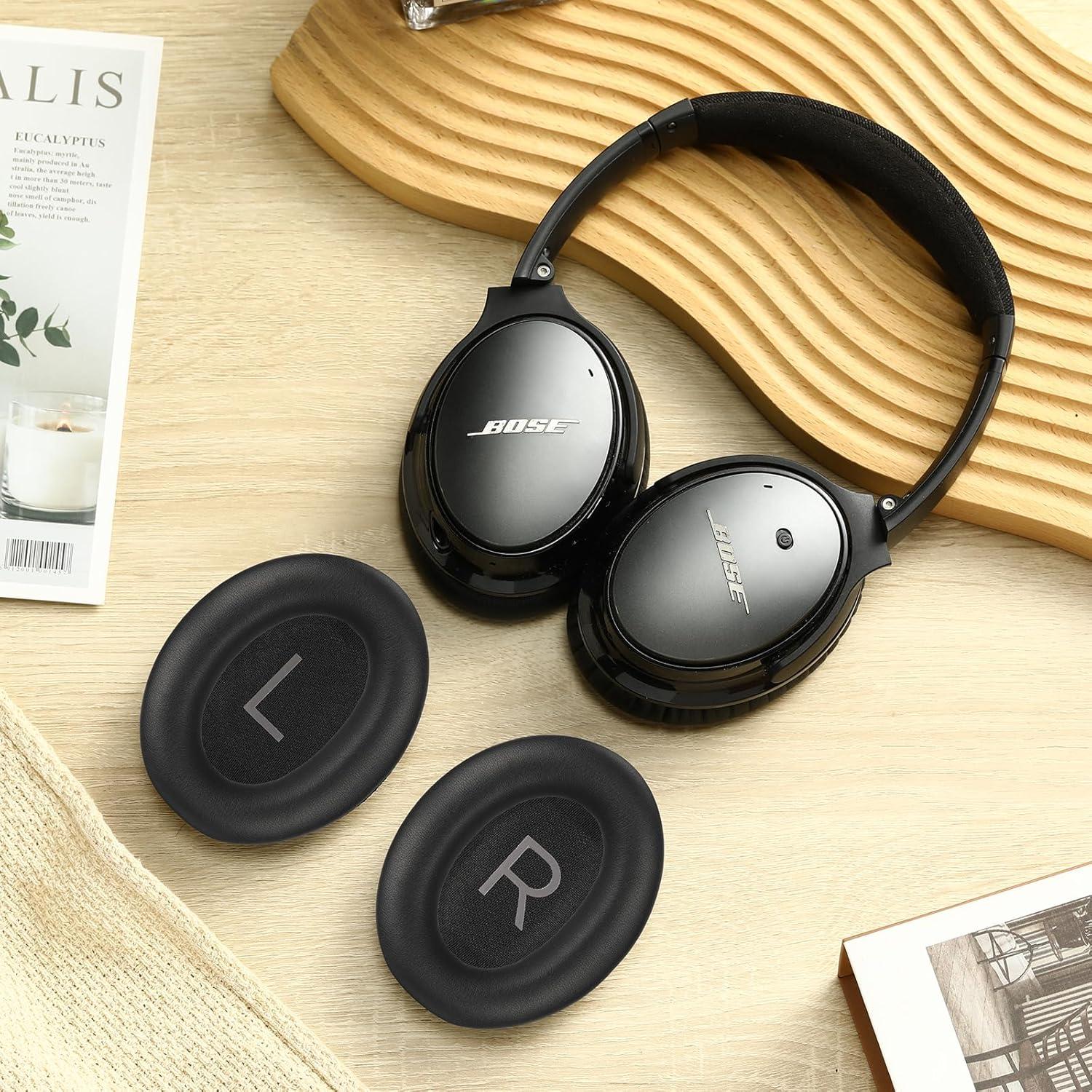 Almohadillas de Repuesto Damex para Auriculares Bose QC 45/45 SE - Espuma de Memoria Engrosada, Color Negro