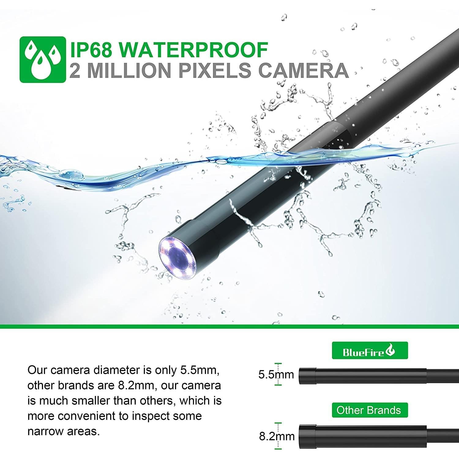 Cámara de Inspección WiFi BlueFire 1080P 1.49m 5.5mm