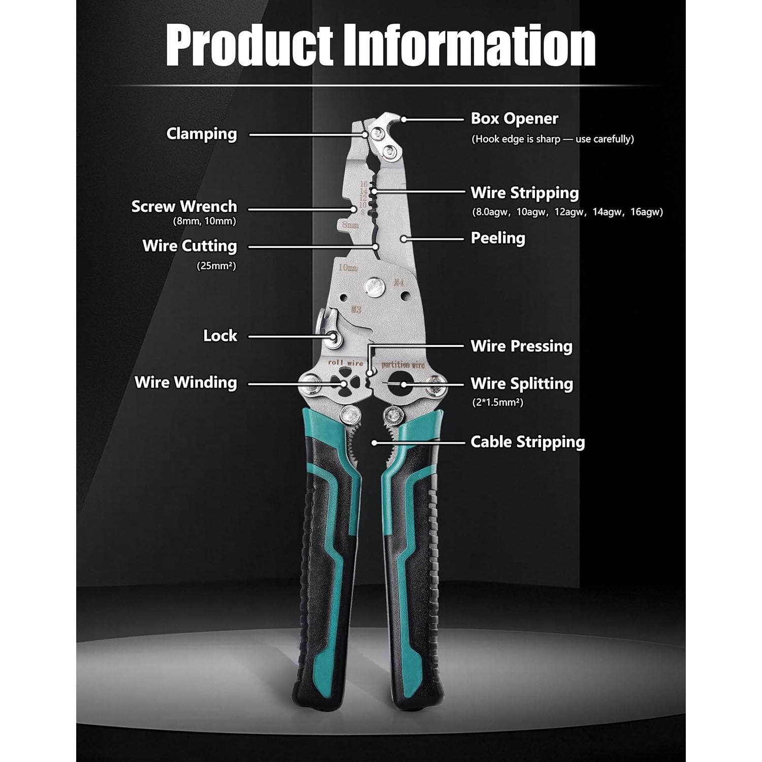 Destripador de Cables 18 en 1 FAITIO Verde Plegable