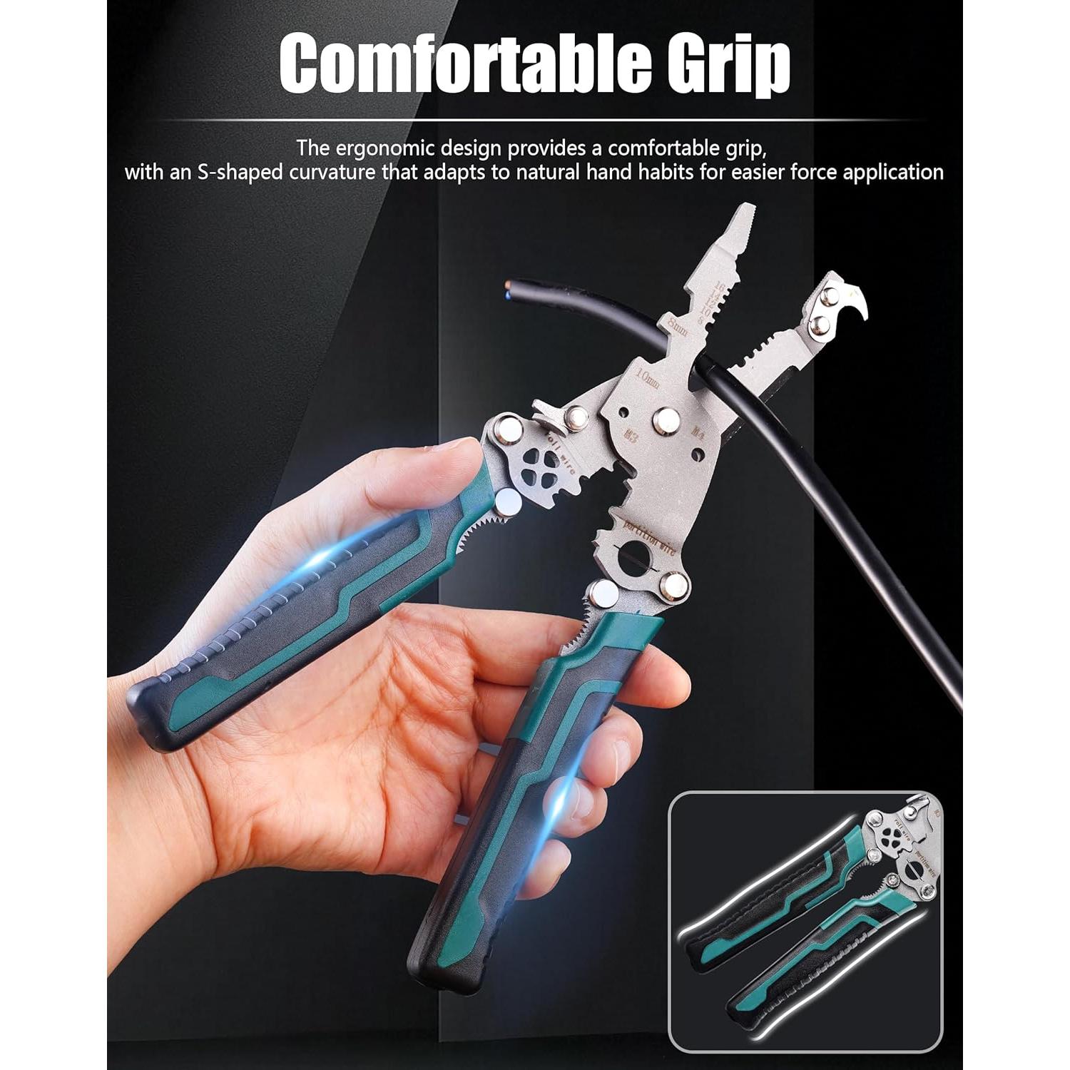 Destripador de Cables 18 en 1 FAITIO Verde Plegable