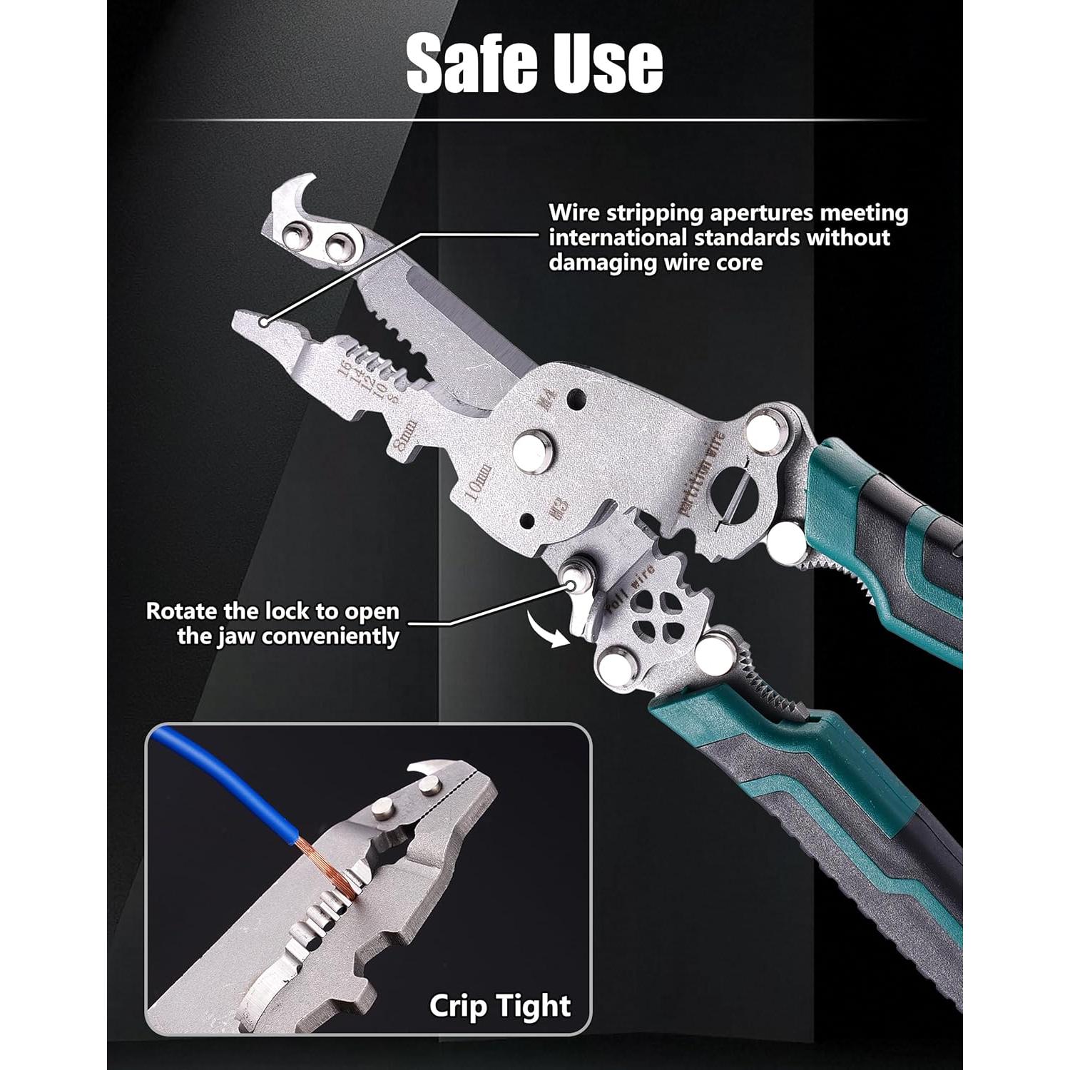 Destripador de Cables 18 en 1 FAITIO Verde Plegable