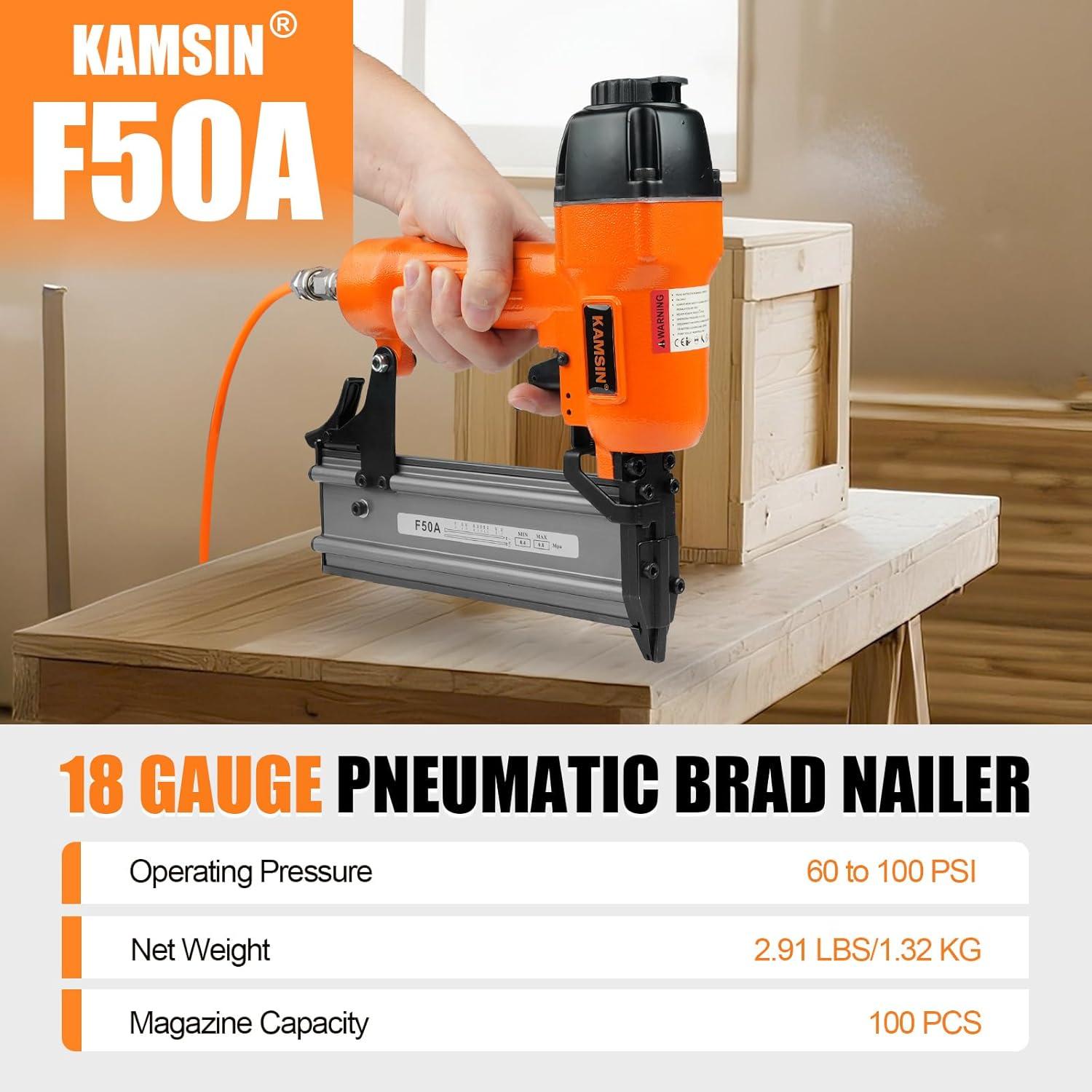 Clavadora Neumática KAMSIN F50A para Clavos Brad 10-50mm
