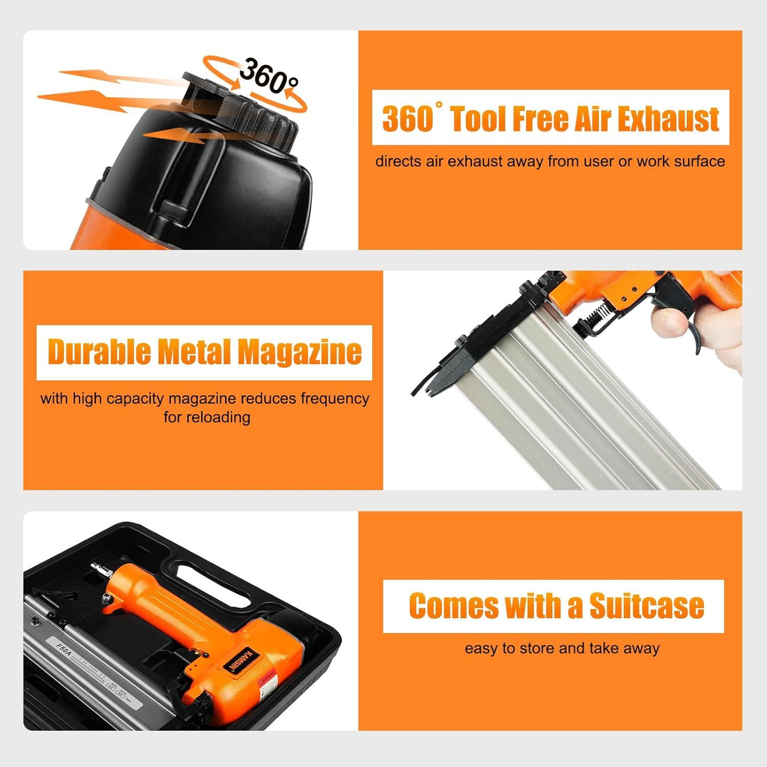 Clavadora Neumática KAMSIN F50A para Clavos Brad 10-50mm