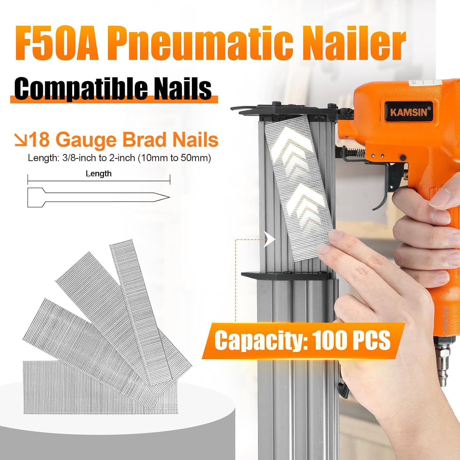 Clavadora Neumática KAMSIN F50A para Clavos Brad 10-50mm