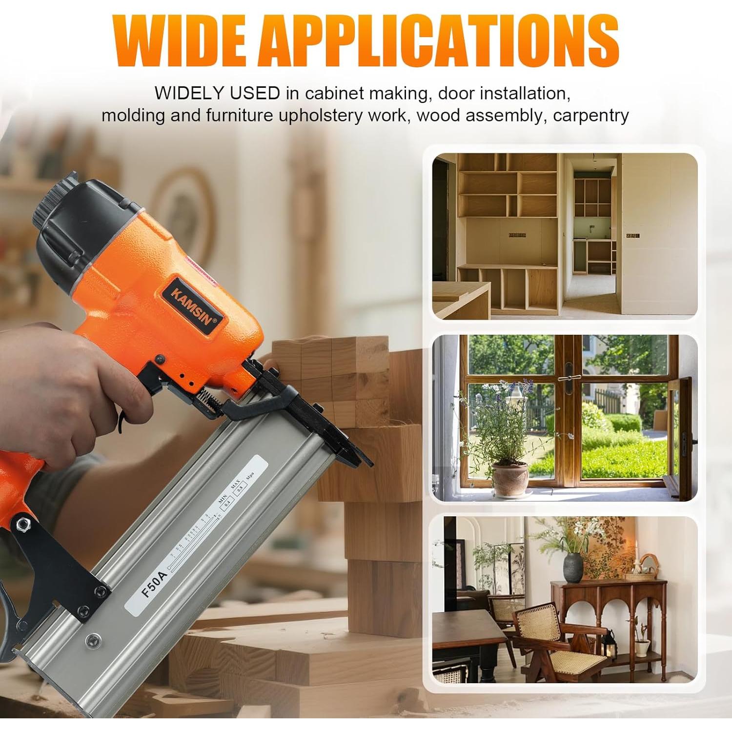 Clavadora Neumática KAMSIN F50A para Clavos Brad 10-50mm