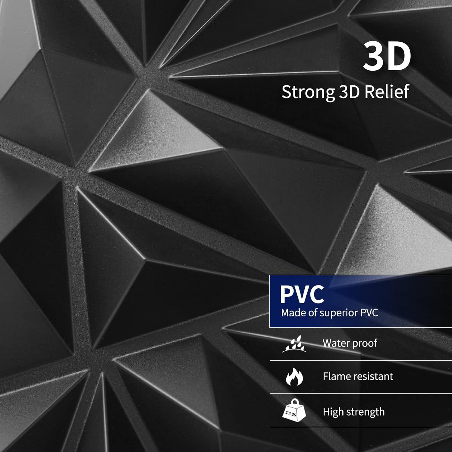 Paneles de Pared 3D Art3dwallpanels 33 Unidades PVC Negro