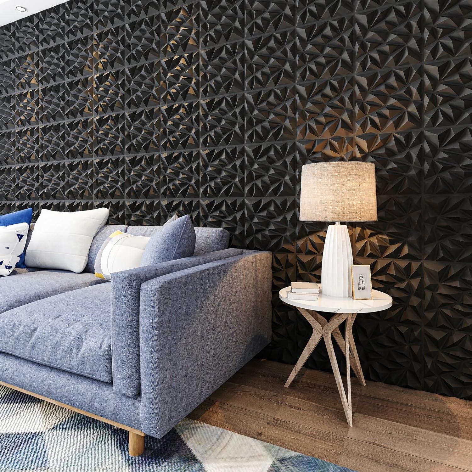 Paneles de Pared 3D Art3dwallpanels 33 Unidades PVC Negro