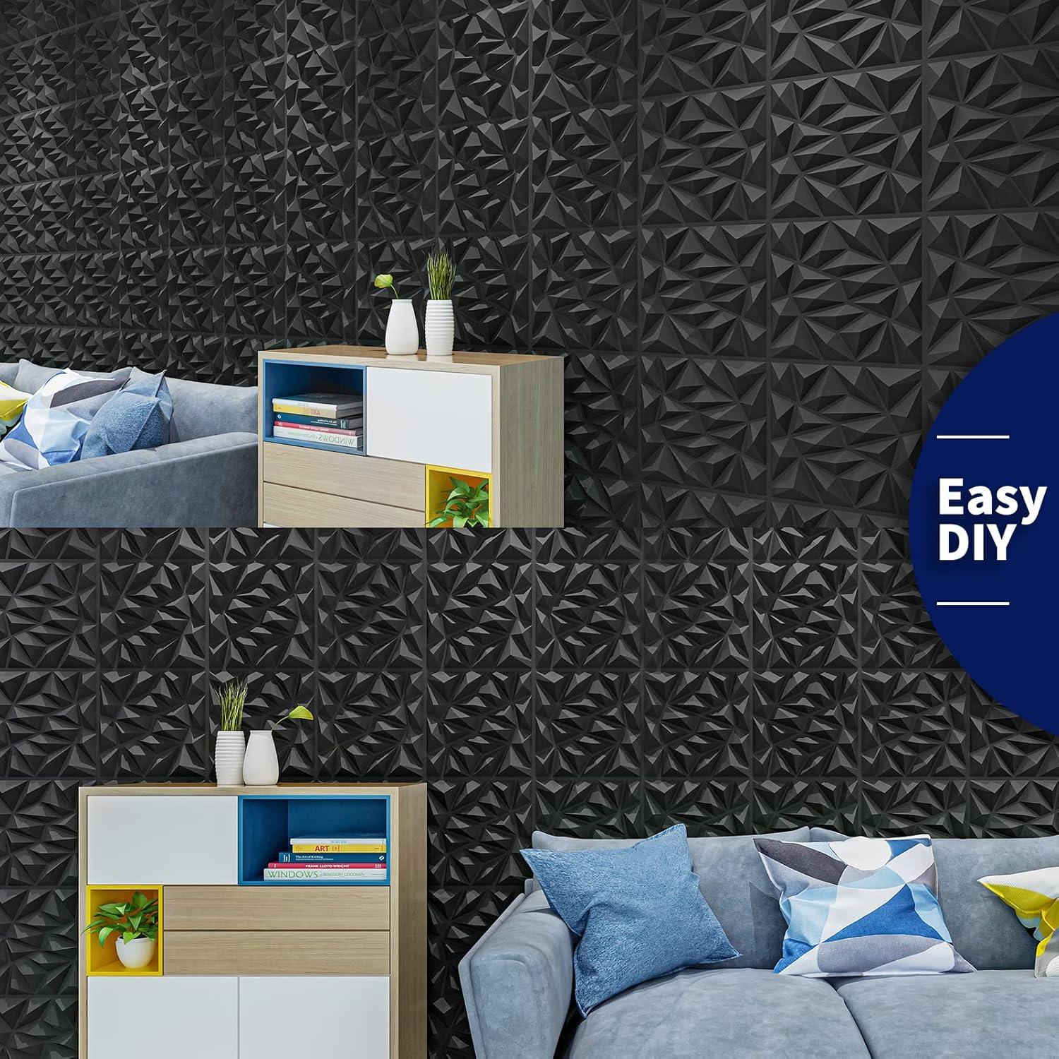 Paneles de Pared 3D Art3dwallpanels 33 Unidades PVC Negro