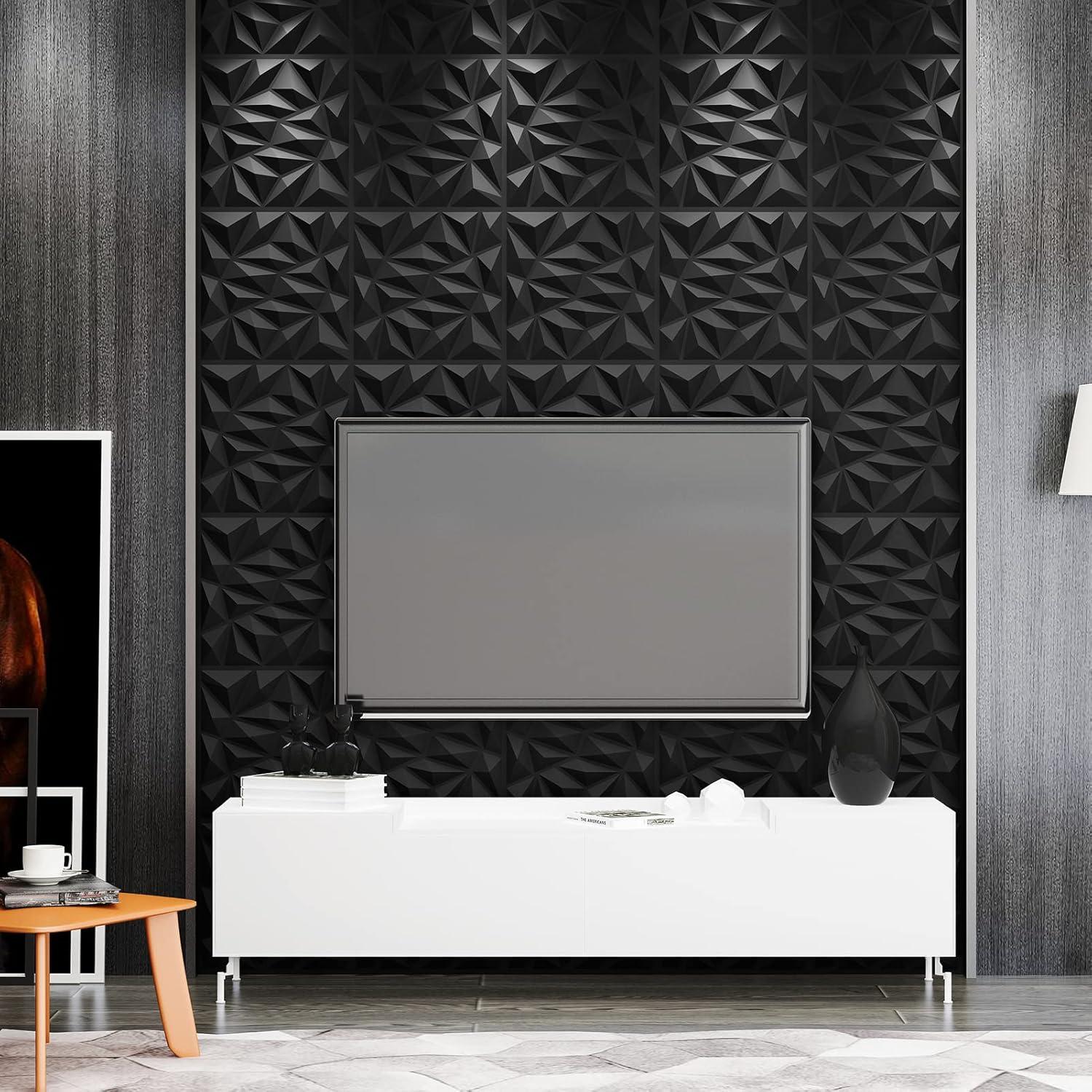 Paneles de Pared 3D Art3dwallpanels 33 Unidades PVC Negro
