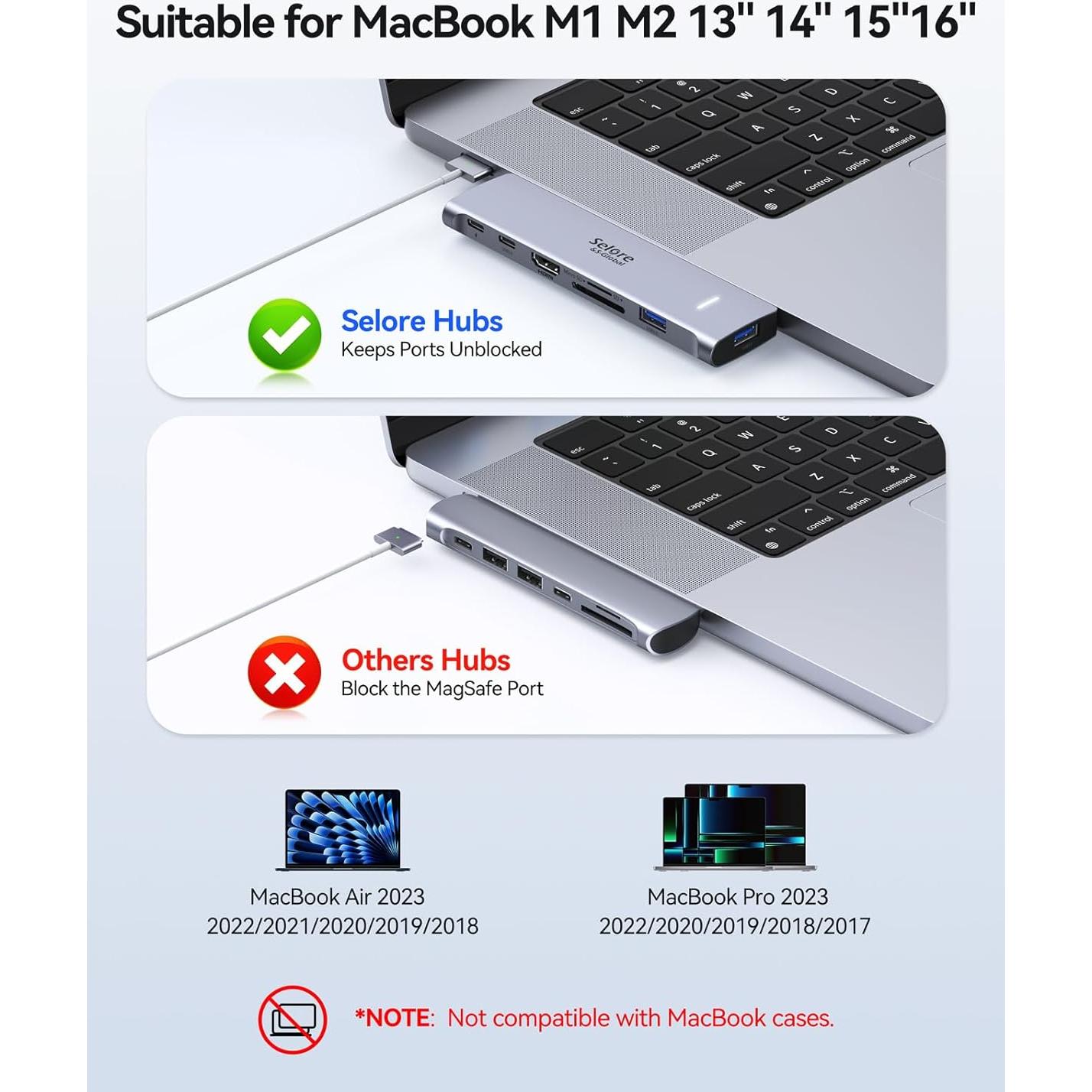 Adaptador USB C Hub HDMI Selore 7-en-2 para MacBook Pro/Air