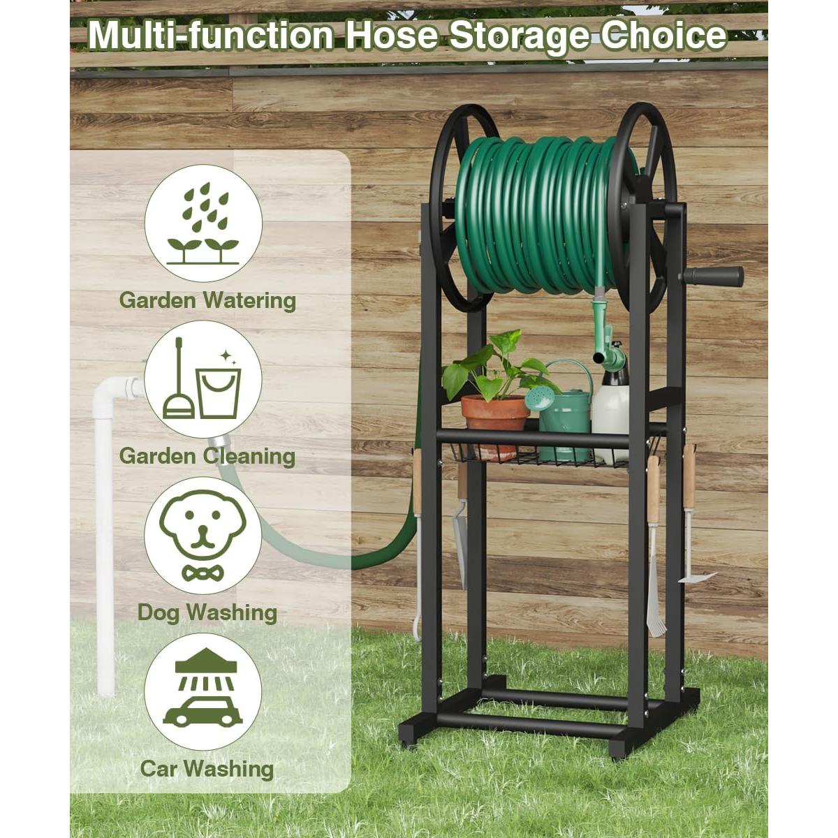 Carrete de Manguera de Jardín Mokeyder Negro 125 pies 5/8"