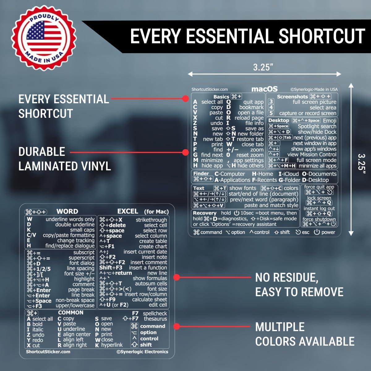 Etiquetas de Atajos para Mac Synerlogic - Vinilo Laminado