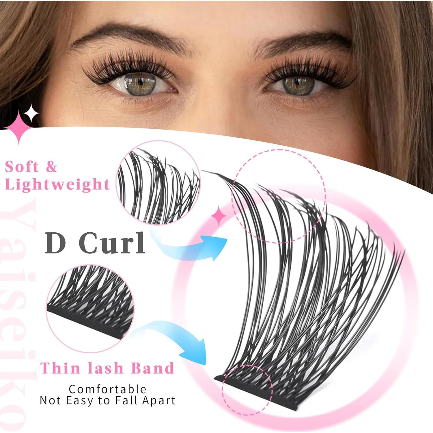 Extensiones de Pestañas en Racimos Yaiseiko 72pcs 8-16mm D Curl