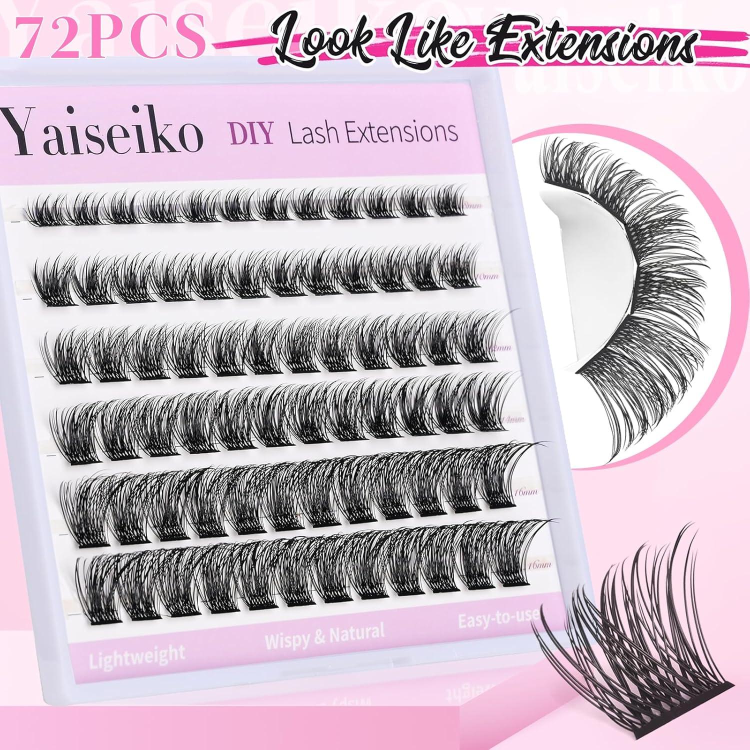 Extensiones de Pestañas en Racimos Yaiseiko 72pcs 8-16mm D Curl
