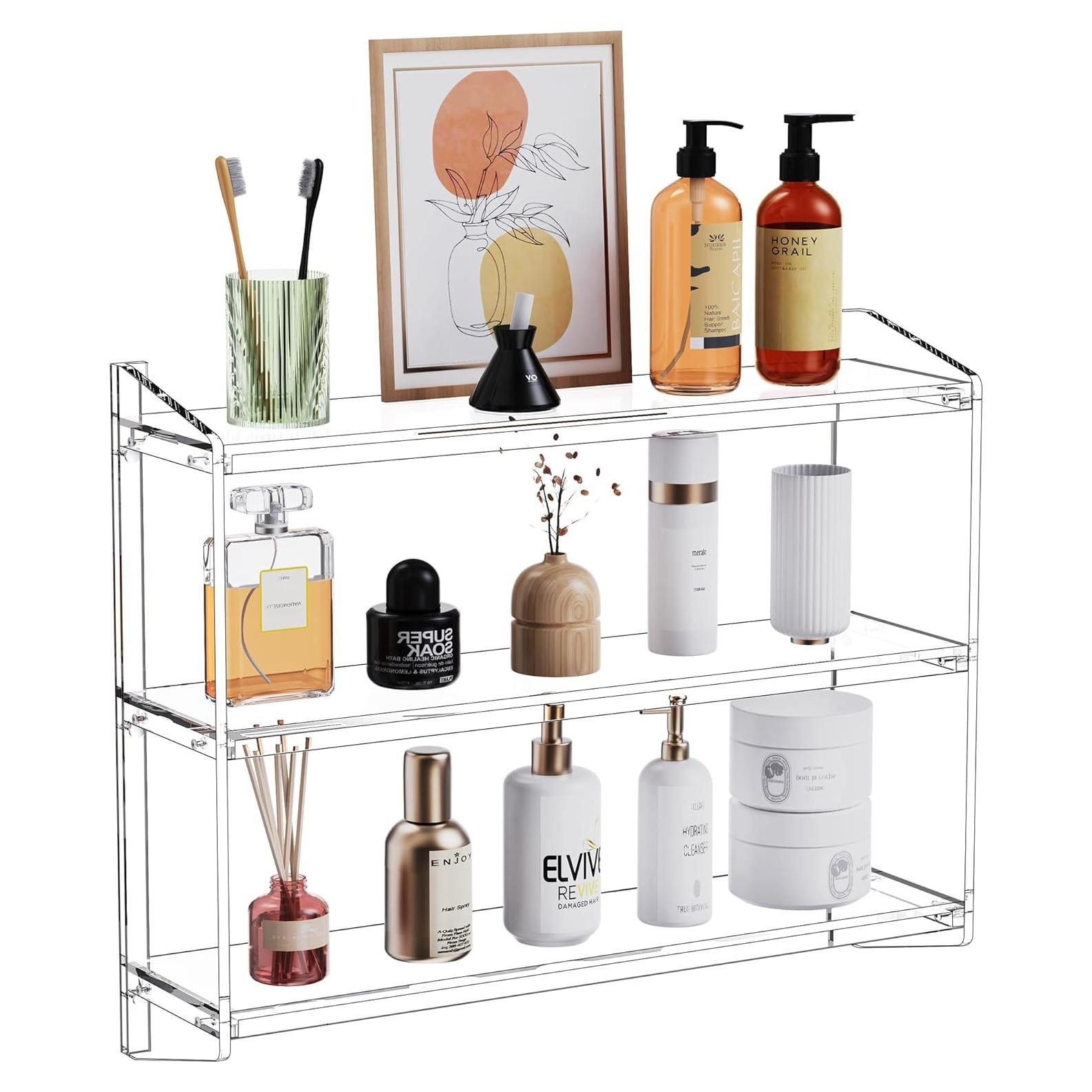 Estante de baño de acrílico Solaround 60x16x48 cm transparente