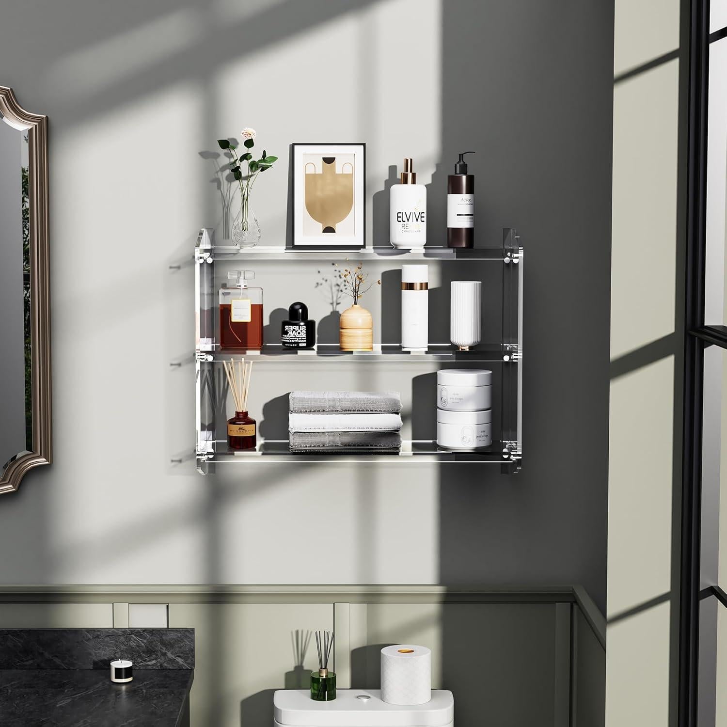 Estante de baño de acrílico Solaround 60x16x48 cm transparente