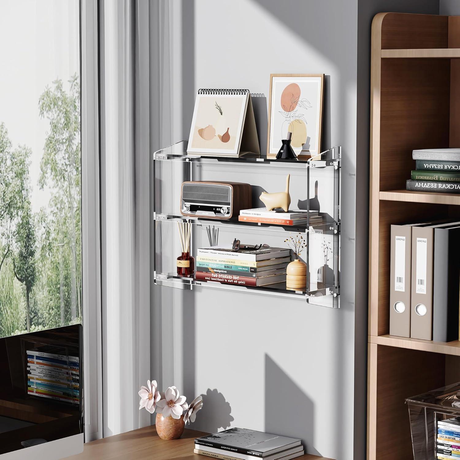 Estante de baño de acrílico Solaround 60x16x48 cm transparente