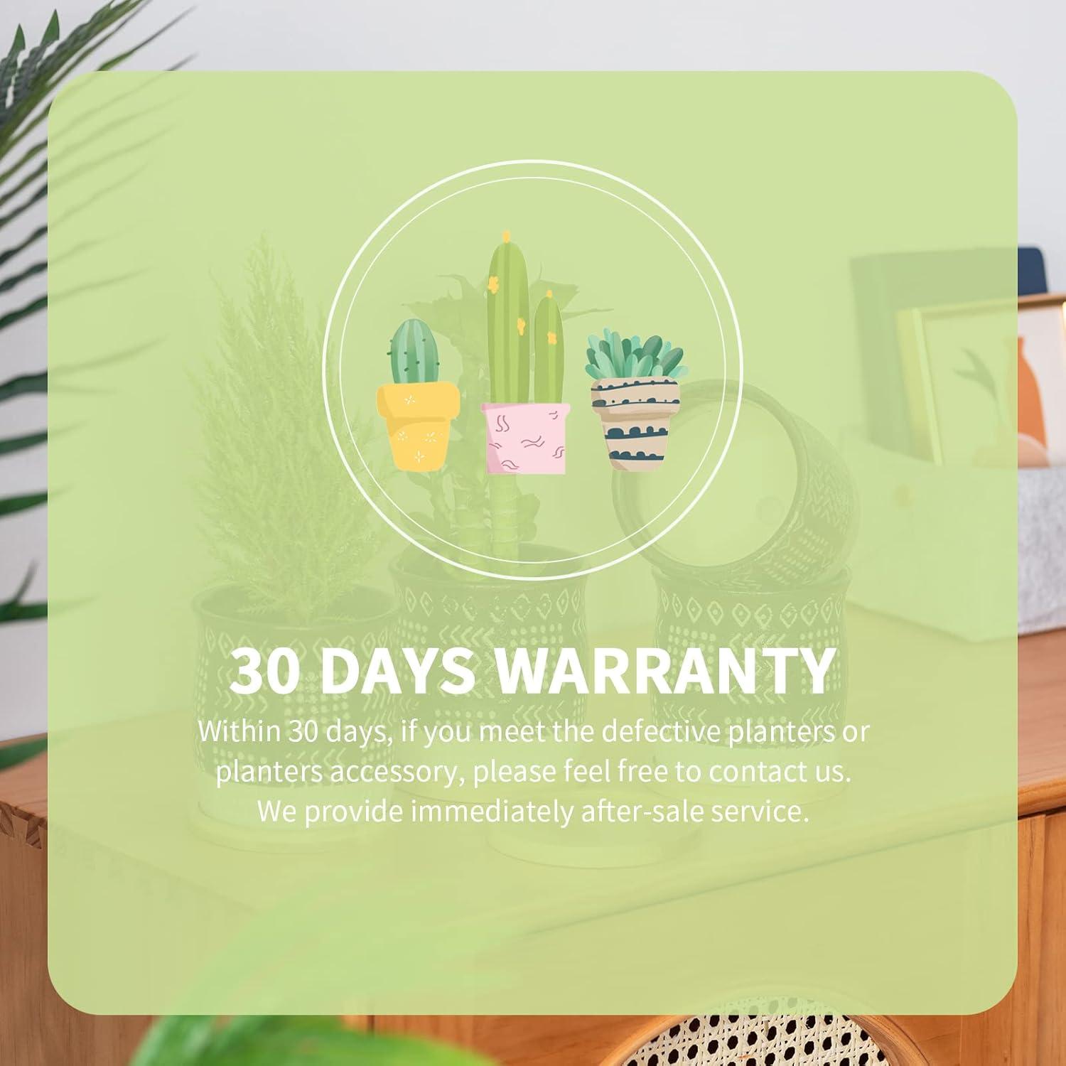 Macetas de Cerámica Vintage BABALIU 10 cm Juego de 4 con Plato