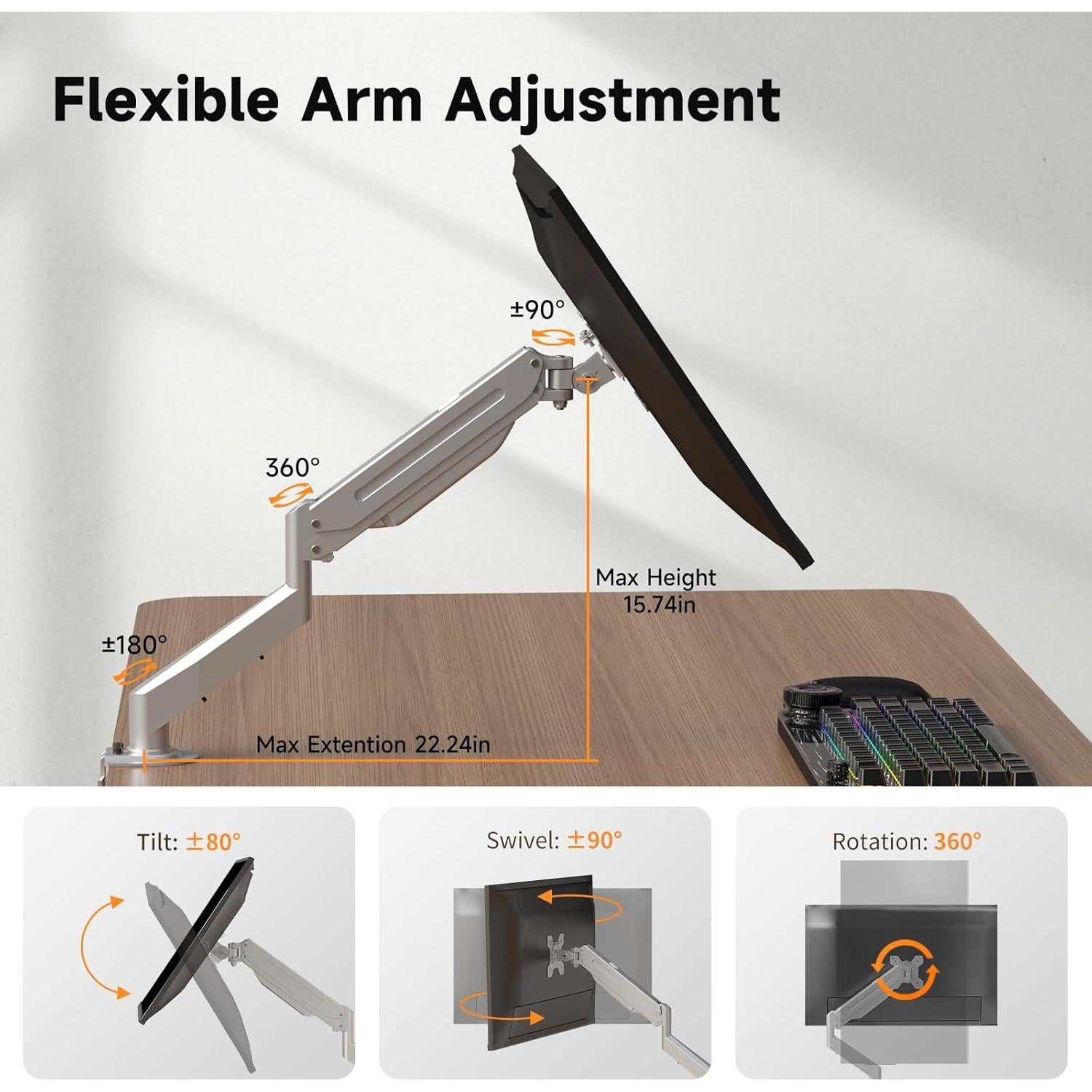 Soporte de Monitor Suptek Ajustable 17-27" Plata 6 kg