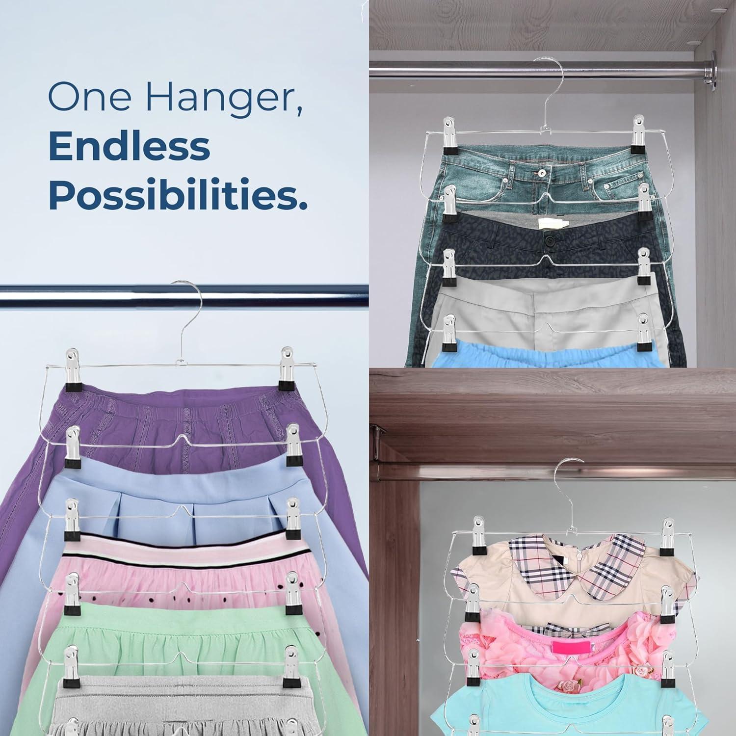 Perchas de Falda USTECH 6 Niveles - Paquete de 2, Acero Inoxidable