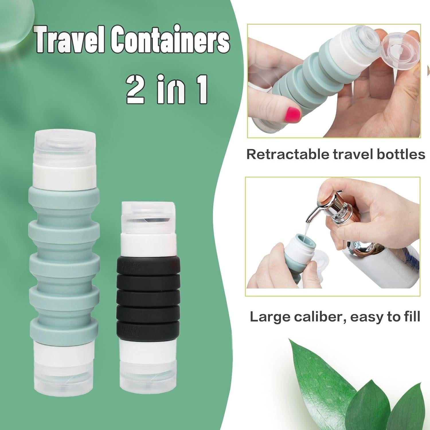 Juego de Botellas de Viaje Zhoxod 19 Piezas Silicona A prueba de Fugas