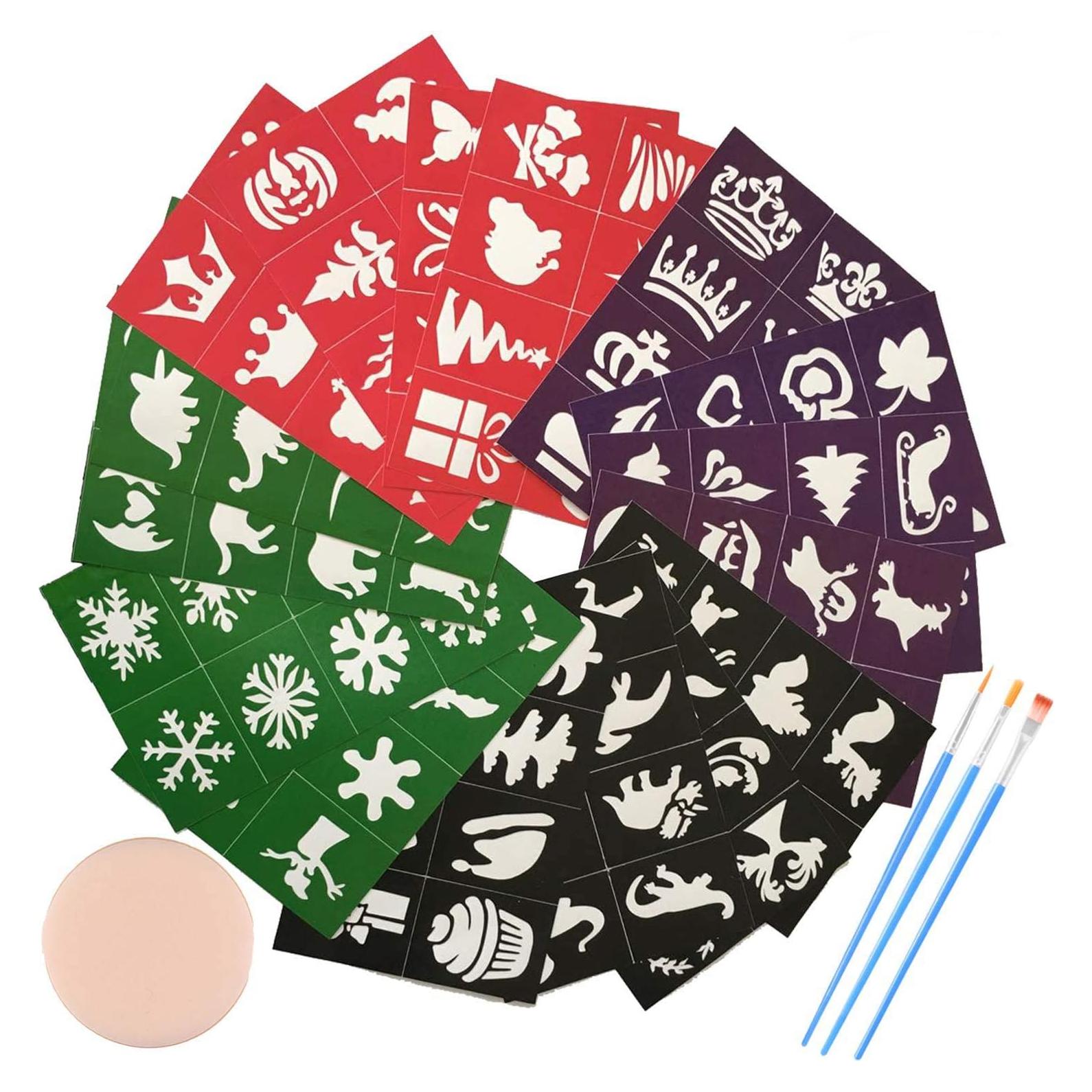 Kit de Plantillas de Pintura Facial Lystin - 128 Diseños Reutilizables