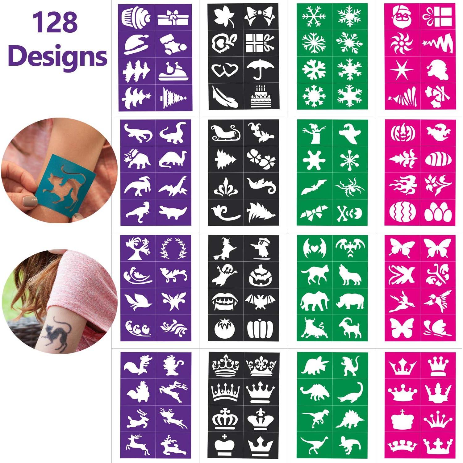 Kit de Plantillas de Pintura Facial Lystin - 128 Diseños Reutilizables