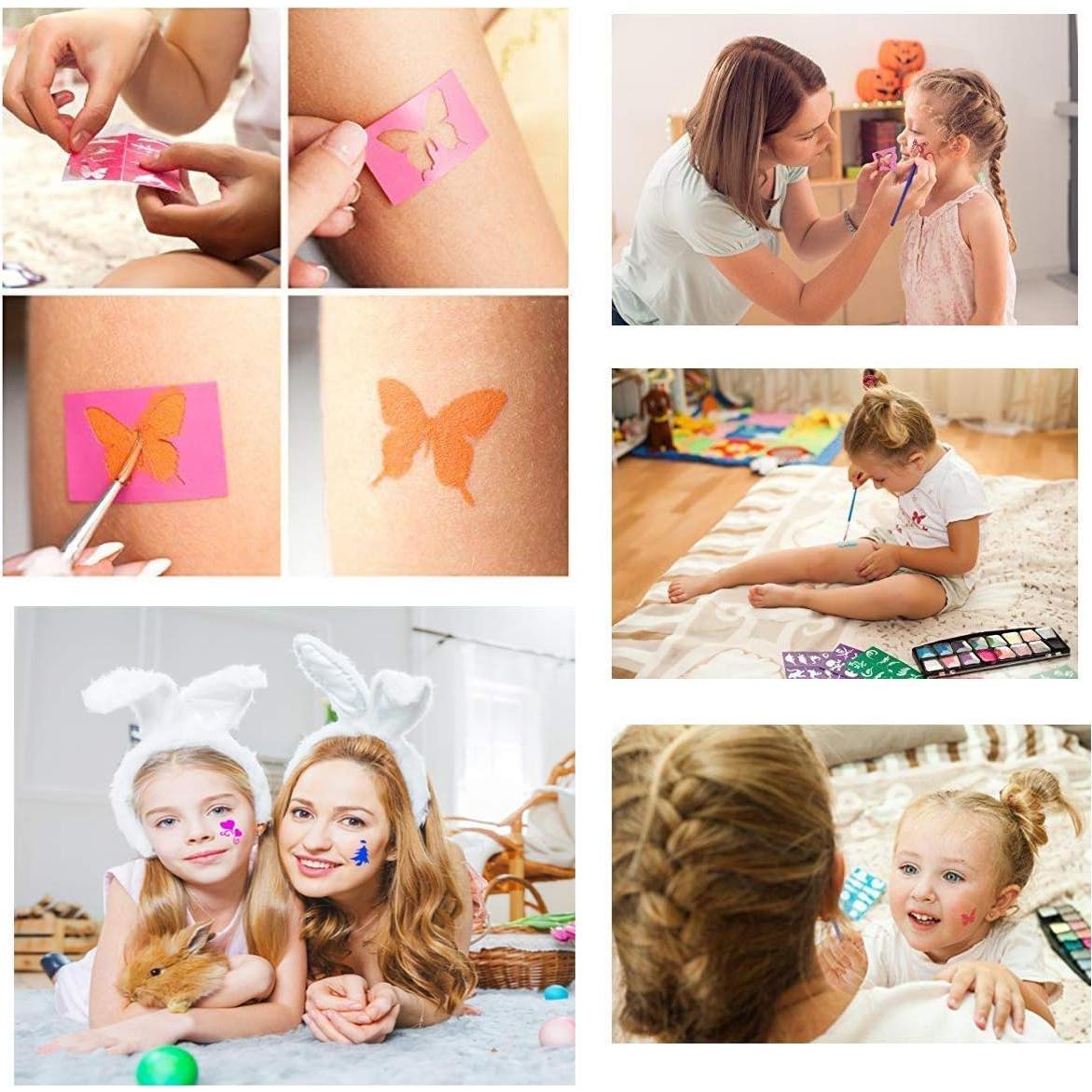 Kit de Plantillas de Pintura Facial Lystin - 128 Diseños Reutilizables