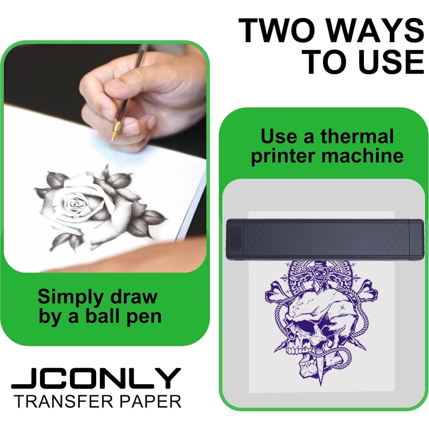 Papel de Transferencia para Tatuajes Jconly A4 50 Hojas