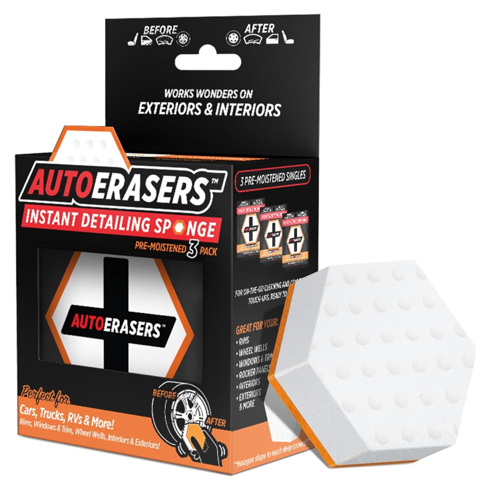 Esponja de Lavado AutoERASERS - Paquete de 3 Prehumedecidas