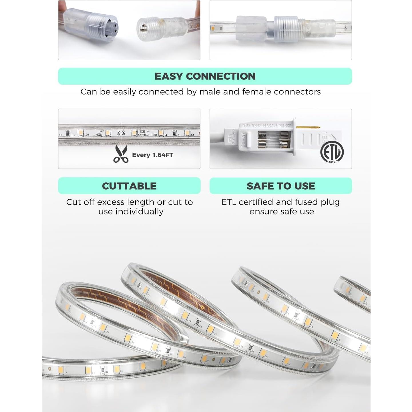 Tira de Luz LED GZBtech 5M 2800K IP65 Impermeable