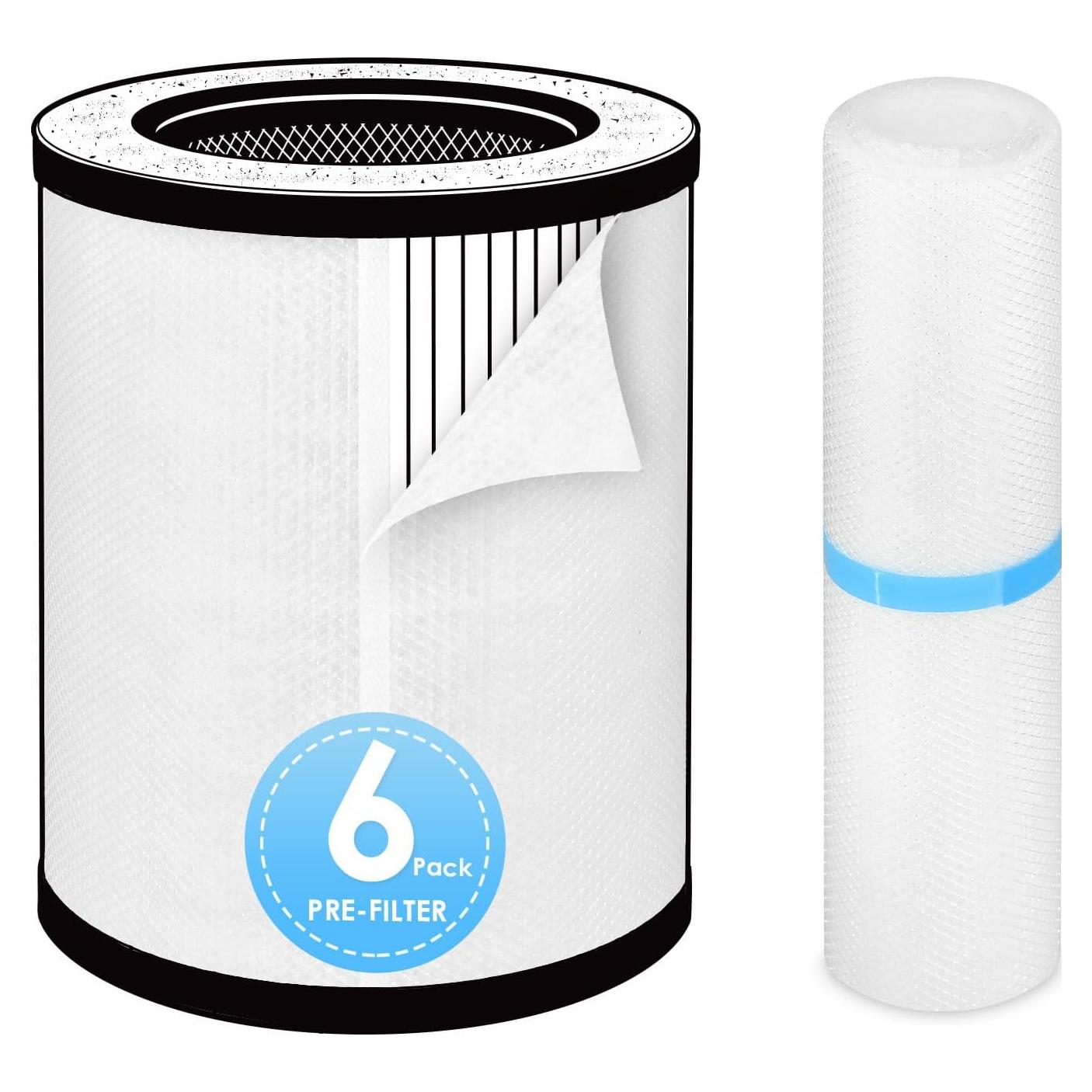 6 Prefiltros HSIAMEN para Purificador de Aire HoMedics AP-T20