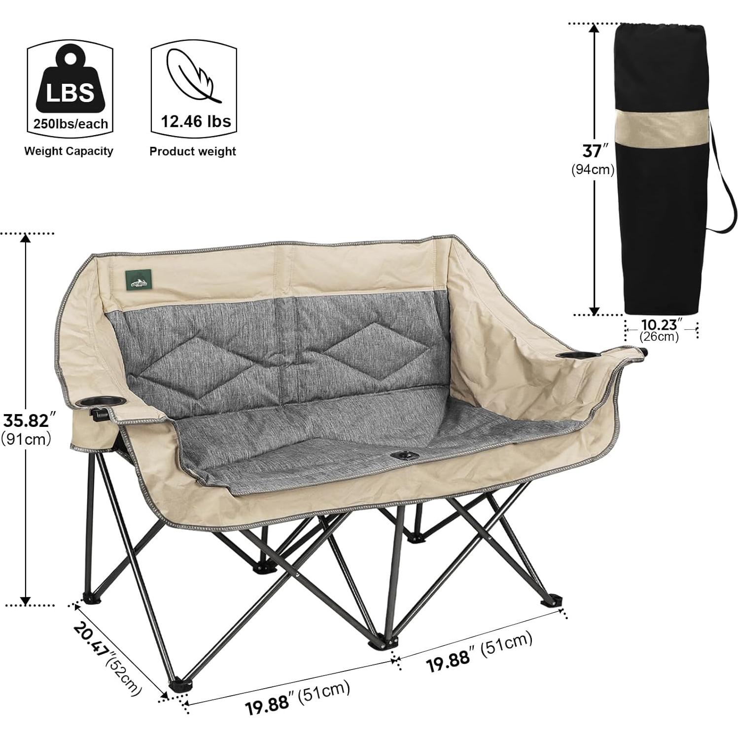 Silla de Camping Doble Plegable Northroad Beige 272 kg