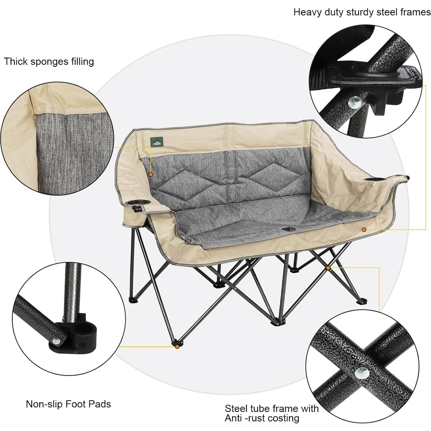 Silla de Camping Doble Plegable Northroad Beige 272 kg
