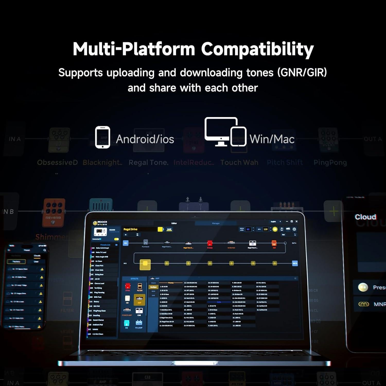 Procesador de Efectos para Guitarra MOOER GS1000 350+ Efectos