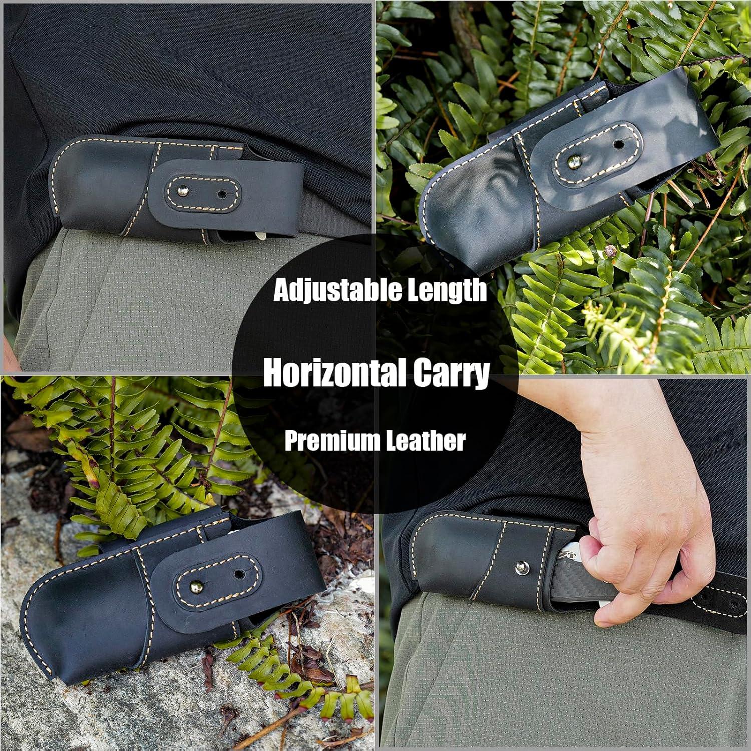 Funda de Cuchillo de Cuero Topstache EDC Horizontal Negra