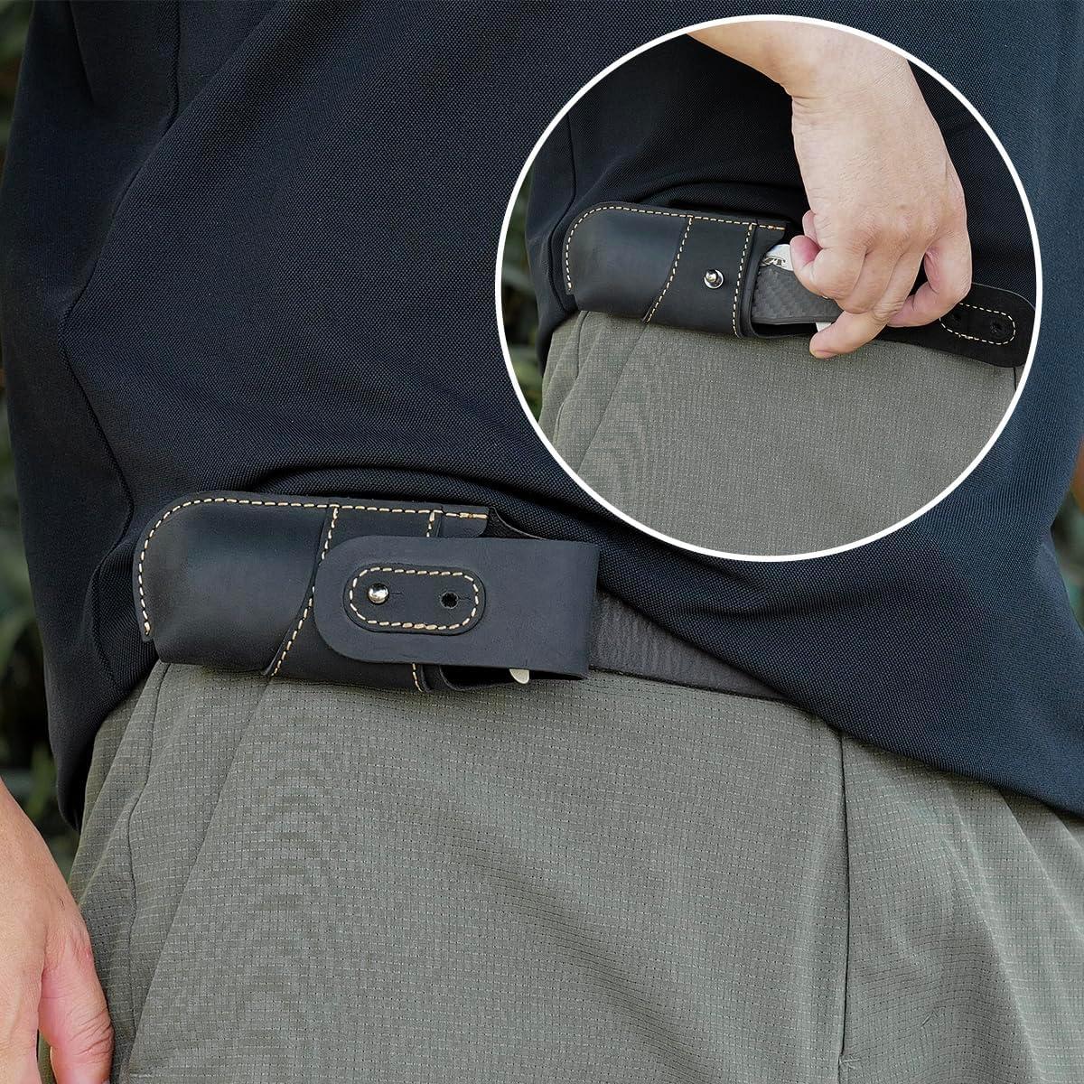 Funda de Cuchillo de Cuero Topstache EDC Horizontal Negra